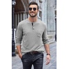 image:imageCOOFANDY Men Long Sleeve Henley Shirs Casual Basic T Shirts Soild Button Tees with PocketsLight Gray