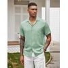 image:imageCOOFANDY Men Short Sleeve Button Down Shirts Summer Linen Textured Shirt Casual Beach Tops with Pocket01sage Green