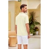image:imageCOOFANDY Men Short Sleeve Button Down Shirts Summer Linen Textured Shirt Casual Beach Tops with PocketBeige