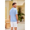 image:imageCOOFANDY Men Short Sleeve Button Down Shirts Summer Linen Textured Shirt Casual Beach Tops with PocketClear Blue