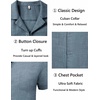 image:imageCOOFANDY Men Short Sleeve Button Down Shirts Summer Linen Textured Shirt Casual Beach Tops with PocketDark Blue