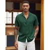 image:imageCOOFANDY Men Short Sleeve Button Down Shirts Summer Linen Textured Shirt Casual Beach Tops with PocketGreen