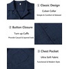 image:imageCOOFANDY Men Short Sleeve Button Down Shirts Summer Linen Textured Shirt Casual Beach Tops with PocketNavy Blue