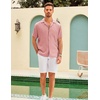 image:imageCOOFANDY Men Short Sleeve Button Down Shirts Summer Linen Textured Shirt Casual Beach Tops with PocketPink