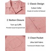 image:imageCOOFANDY Men Short Sleeve Button Down Shirts Summer Linen Textured Shirt Casual Beach Tops with PocketPink