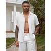image:imageCOOFANDY Men Short Sleeve Button Down Shirts Summer Linen Textured Shirt Casual Beach Tops with PocketWhite