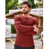 image:imageCOOFANDY Mens 2 Pack Muscle TShirt Stretch Long Sleeve Gym Workout Bodybuilding Training Tee Shirts Casual Hipster TopsBlackRed