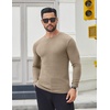 image:imageCOOFANDY Mens 2 Pack Muscle TShirt Stretch Long Sleeve Gym Workout Bodybuilding Training Tee Shirts Casual Hipster TopsDark GreyKhaki