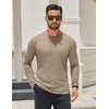 image:imageCOOFANDY Mens 2 Pack Muscle TShirt Stretch Long Sleeve Gym Workout Bodybuilding Training Tee Shirts Casual Hipster TopsDark GreyKhaki