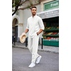 image:imageCOOFANDY Mens 2 Piece Cotton Sets Casual Long Sleeve Cuban Henley Shirt and Loose Pants Set Beach Vacation OutfitsAll White