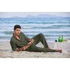 image:imageCOOFANDY Mens 2 Piece Cotton Sets Casual Long Sleeve Cuban Henley Shirt and Loose Pants Set Beach Vacation OutfitsArmy Green