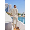 image:imageCOOFANDY Mens 2 Piece Cotton Sets Casual Long Sleeve Cuban Henley Shirt and Loose Pants Set Beach Vacation OutfitsBeige