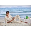 image:imageCOOFANDY Mens 2 Piece Cotton Sets Casual Long Sleeve Cuban Henley Shirt and Loose Pants Set Beach Vacation OutfitsBeige