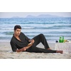 image:imageCOOFANDY Mens 2 Piece Cotton Sets Casual Long Sleeve Cuban Henley Shirt and Loose Pants Set Beach Vacation OutfitsBlack