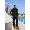 image:imageCOOFANDY Mens 2 Piece Cotton Sets Casual Long Sleeve Cuban Henley Shirt and Loose Pants Set Beach Vacation OutfitsBlack