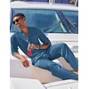 image:imageCOOFANDY Mens 2 Piece Cotton Sets Casual Long Sleeve Cuban Henley Shirt and Loose Pants Set Beach Vacation OutfitsDenim Blue