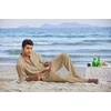 image:imageCOOFANDY Mens 2 Piece Cotton Sets Casual Long Sleeve Cuban Henley Shirt and Loose Pants Set Beach Vacation OutfitsKhaki