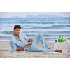image:imageCOOFANDY Mens 2 Piece Cotton Sets Casual Long Sleeve Cuban Henley Shirt and Loose Pants Set Beach Vacation OutfitsLight Blue