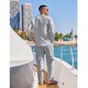 image:imageCOOFANDY Mens 2 Piece Cotton Sets Casual Long Sleeve Cuban Henley Shirt and Loose Pants Set Beach Vacation OutfitsLight Grey