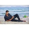 image:imageCOOFANDY Mens 2 Piece Cotton Sets Casual Long Sleeve Cuban Henley Shirt and Loose Pants Set Beach Vacation OutfitsNavy