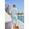 image:imageCOOFANDY Mens 2 Piece Cotton Sets Casual Long Sleeve Cuban Henley Shirt and Loose Pants Set Beach Vacation OutfitsSky Blue