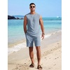 image:imageCOOFANDY Mens 2 Piece Outfits Beach Knit Jacquard Sleeveless Shirt and Shorts Sets Summer Athletic Vacation SetLight Blue