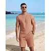 image:imageCOOFANDY Mens 2 Piece Outfits Beach Knit Jacquard Sleeveless Shirt and Shorts Sets Summer Athletic Vacation SetLight Khaki