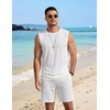 image:imageCOOFANDY Mens 2 Piece Outfits Beach Knit Jacquard Sleeveless Shirt and Shorts Sets Summer Athletic Vacation SetWhite