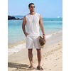 image:imageCOOFANDY Mens 2 Piece Outfits Beach Knit Jacquard Sleeveless Shirt and Shorts Sets Summer Athletic Vacation SetWhite