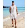 image:imageCOOFANDY Mens 2 Piece Outfits Beach Knit Jacquard Sleeveless Shirt and Shorts Sets Summer Athletic Vacation SetWhite