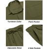 image:imageCOOFANDY Mens 2 Piece Outfits Long Sleeve Button Down Cuban Shirt and Pants Set Summer Beach SetsArmy Green