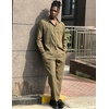 image:imageCOOFANDY Mens 2 Piece Outfits Long Sleeve Button Down Cuban Shirt and Pants Set Summer Beach SetsArmy Green
