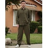 image:imageCOOFANDY Mens 2 Piece Outfits Long Sleeve Button Down Cuban Shirt and Pants Set Summer Beach SetsArmy Green