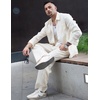 image:imageCOOFANDY Mens 2 Piece Outfits Long Sleeve Button Down Cuban Shirt and Pants Set Summer Beach SetsBeige