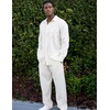 image:imageCOOFANDY Mens 2 Piece Outfits Long Sleeve Button Down Cuban Shirt and Pants Set Summer Beach SetsBeige