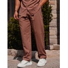 image:imageCOOFANDY Mens 2 Piece Outfits Long Sleeve Button Down Cuban Shirt and Pants Set Summer Beach SetsBrown