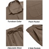 image:imageCOOFANDY Mens 2 Piece Outfits Long Sleeve Button Down Cuban Shirt and Pants Set Summer Beach SetsBrown