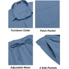 image:imageCOOFANDY Mens 2 Piece Outfits Long Sleeve Button Down Cuban Shirt and Pants Set Summer Beach SetsDenim Blue