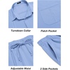 image:imageCOOFANDY Mens 2 Piece Outfits Long Sleeve Button Down Cuban Shirt and Pants Set Summer Beach SetsLight Blue