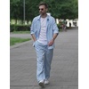 image:imageCOOFANDY Mens 2 Piece Outfits Long Sleeve Button Down Cuban Shirt and Pants Set Summer Beach SetsLight Blue