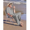 image:imageCOOFANDY Mens 2 Piece Outfits Long Sleeve Button Down Cuban Shirt and Pants Set Summer Beach SetsLight Grey
