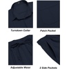 image:imageCOOFANDY Mens 2 Piece Outfits Long Sleeve Button Down Cuban Shirt and Pants Set Summer Beach SetsNavy Blue