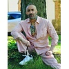 image:imageCOOFANDY Mens 2 Piece Outfits Long Sleeve Button Down Cuban Shirt and Pants Set Summer Beach SetsPink