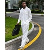 image:imageCOOFANDY Mens 2 Piece Outfits Long Sleeve Button Down Cuban Shirt and Pants Set Summer Beach SetsWhite