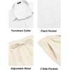 image:imageCOOFANDY Mens 2 Piece Outfits Long Sleeve Button Down Cuban Shirt and Pants Set Summer Beach SetsWhite ShirtBeige Pants