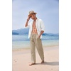 image:imageCOOFANDY Mens 2 Piece Outfits Long Sleeve Button Down Cuban Shirt and Pants Set Summer Beach SetsWhite ShirtKhaki Pants