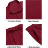 image:imageCOOFANDY Mens 2 Piece Outfits Long Sleeve Button Down Cuban Shirt and Pants Set Summer Beach SetsWine Red
