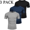 image:imageCOOFANDY Mens 3 Pack Workout T Shirts Short Sleeve Gym Bodybuilding Muscle Shirt Base Layer Fitness Tee Tops02blackNavy BlueGrey