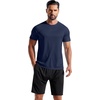 image:imageCOOFANDY Mens 3 Pack Workout T Shirts Short Sleeve Gym Bodybuilding Muscle Shirt Base Layer Fitness Tee TopsNblackNavy BlueArmy Green