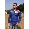 image:imageCOOFANDY Mens American Flag Button Down Shirts Western Cowboy Shirt Slim Fit Patriotic Long Sleeve ShirtBlue